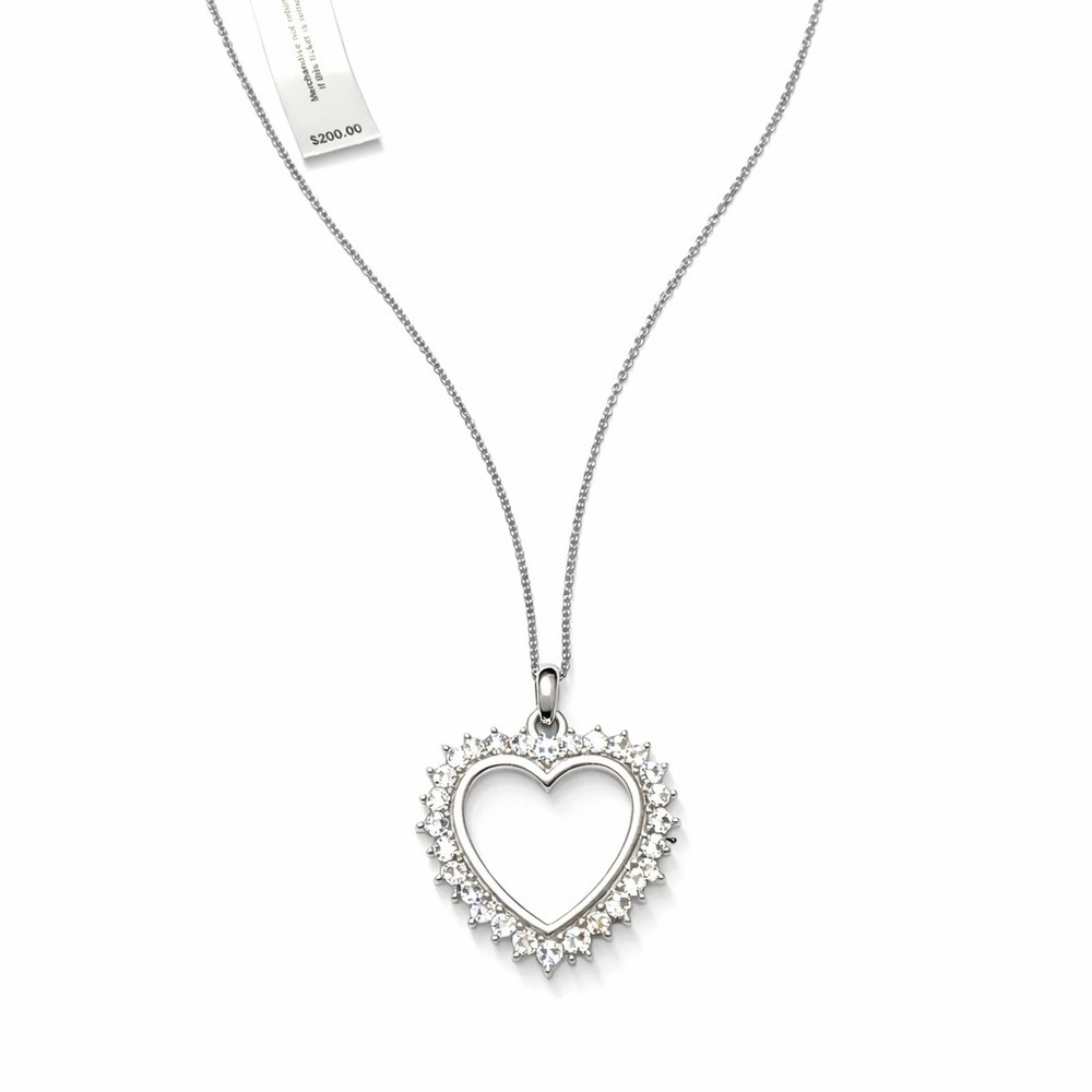 Karizia SPA 925 Sterling Silver 1/10 CT Diamond Heart Pendant Necklace Italy